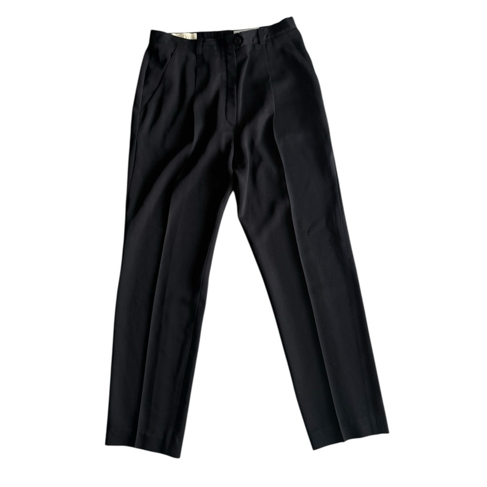 Vintage Escada Black Tailored Pure Wool High-waist Straight Leg Pants Size 26